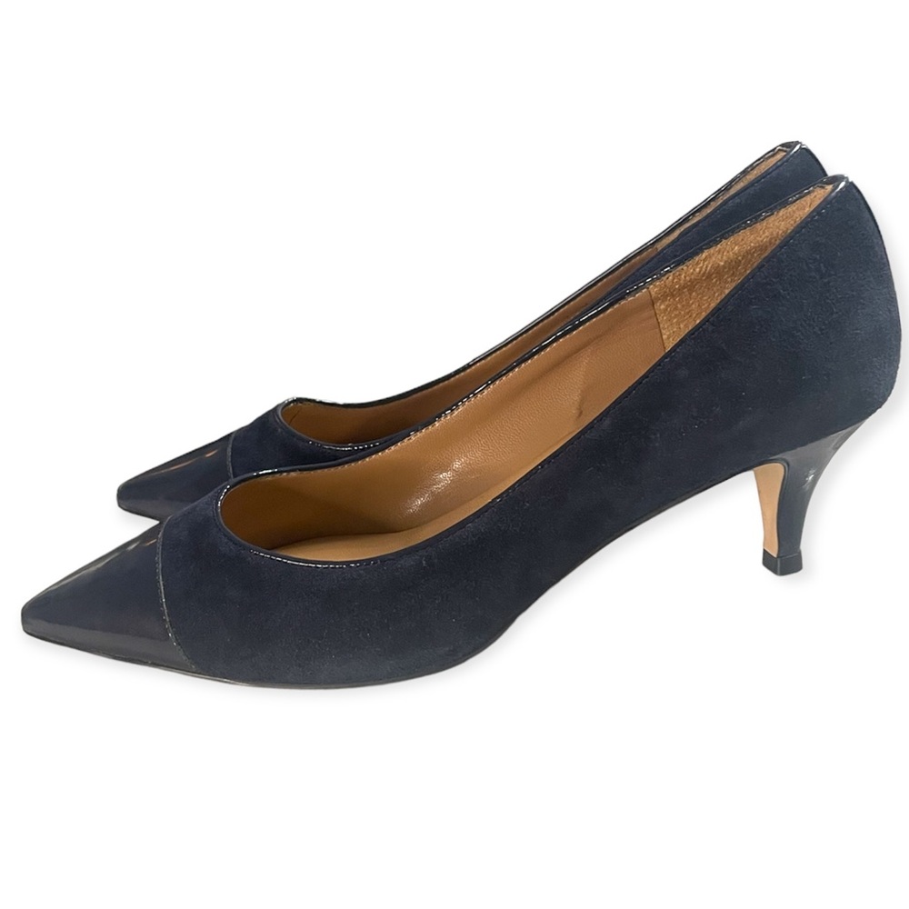 Talbots blue suede and patent leather low heel shoes - Picture 2 of 6